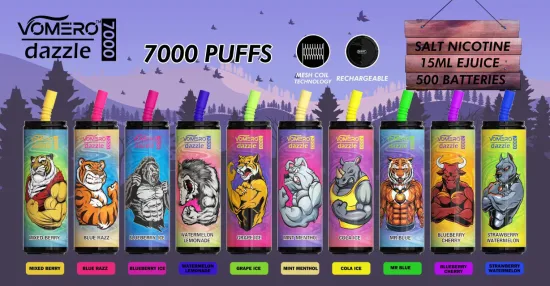 Одноразовое устройство Vape Электронная сигарета Vomero Dazzle 7000 Puffs Настройка популярной горячей продажи новой модели и дизайна продукта 2022 года